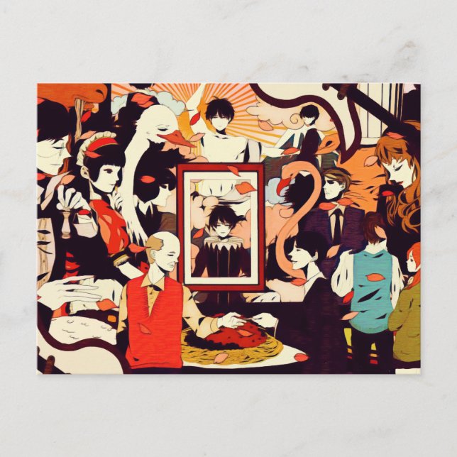 Carte Postale Faire-part Fête d'humour à plusieurs personnages humains mult (Devant)