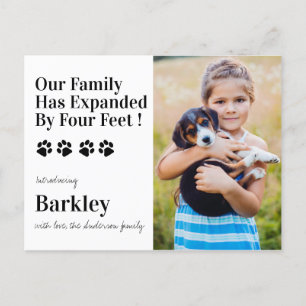 Carte Postale Faire-part Fête personnalisée pour nouveau chien chiot photo