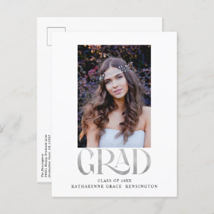 Carte Postale Faire-part Fête photo Silver Foil moderne