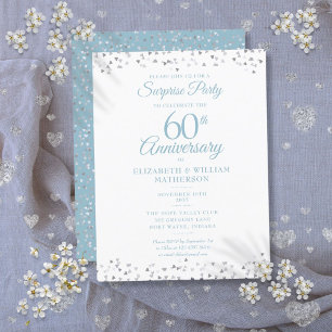 Carte Postale Faire-part Fête surprise 60e anniversaire de mariage Cœurs