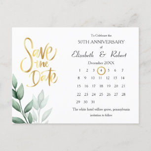 Carte Postale Faire-part Feuille 50e anniversaire Elégant Le Calendrier des