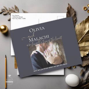 Carte Postale Faire-part Feuille d'or Impasto noir