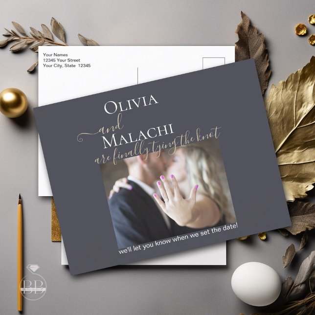 Carte Postale Faire-part Feuille d'Or Impasto Noir (Créateur téléchargé)