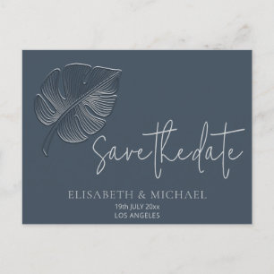 Carte Postale Faire-part Feuille tropicale gaufrée simple et douce