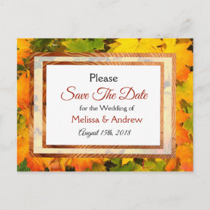 Carte Postale Faire-part Feuilles Automne Mariage Automne Enregistrer la da
