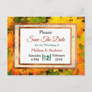 Carte Postale Faire-part Feuilles d'automne Mariage d'automne Enregistrez l