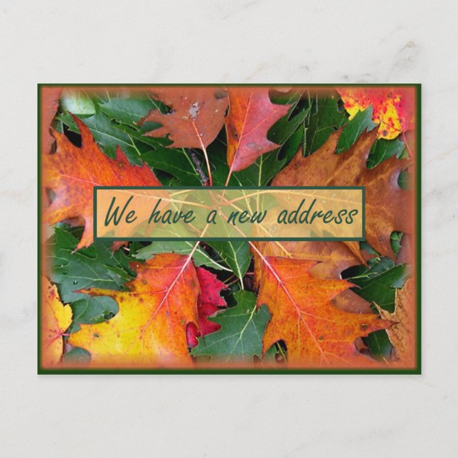 Carte Postale Faire-part Feuilles de chêne en mouvement en automne (Devant)