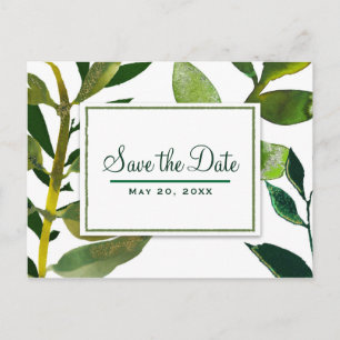 Carte Postale Faire-part Feuilles de plante Glam botanique vert Enregistrer