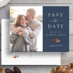 Carte Postale Faire-part Feuilles de Terracotta d'Automne Photo Enregistrer