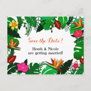 Carte Postale Faire-part Feuilles du jardin tropical Enregistrer la date Ca