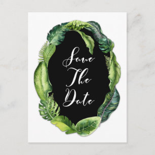 Carte Postale Faire-part Feuilles Tropicales Élégant Mariage Save the Date