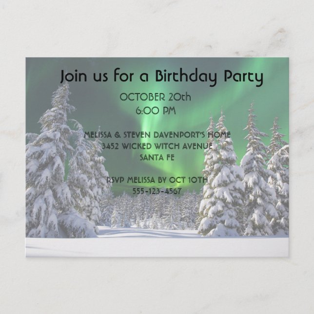 Carte Postale Faire-part Feux nordiques en hiver (Devant)