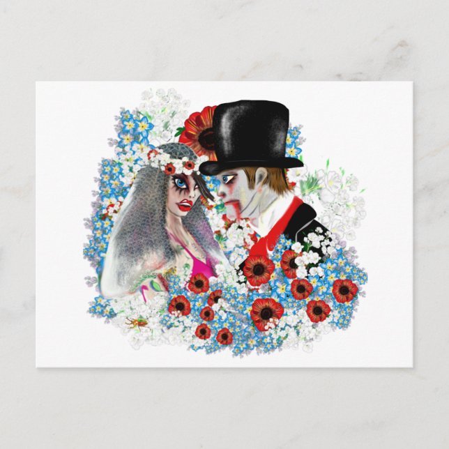 Carte Postale Faire-part Fiançailles de mariée et mariage de mariée Zombie (Devant)