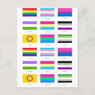 Carte Postale Faire-part Fierté LGBTQIA 9 x DRAPEAUX Chic de sensibilisatio