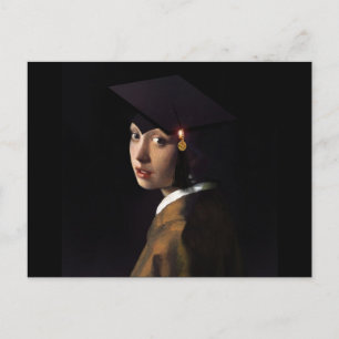 Carte Postale Faire-part Fille au chapeau de remise des diplômes (Perle Éma