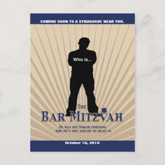 Carte Postale Faire-part Film Star Bar Mitzvah Enregistrer la date Tan Navy
