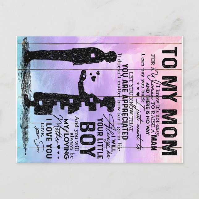 Carte Postale Faire-part Fils À Ma Mère Lettre, Mère Cadeau Anniversaire (Devant)