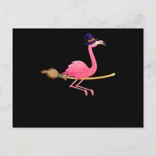Carte Postale Faire-part Flamant rose   Drôle Flamant rose sorcière Hallowe