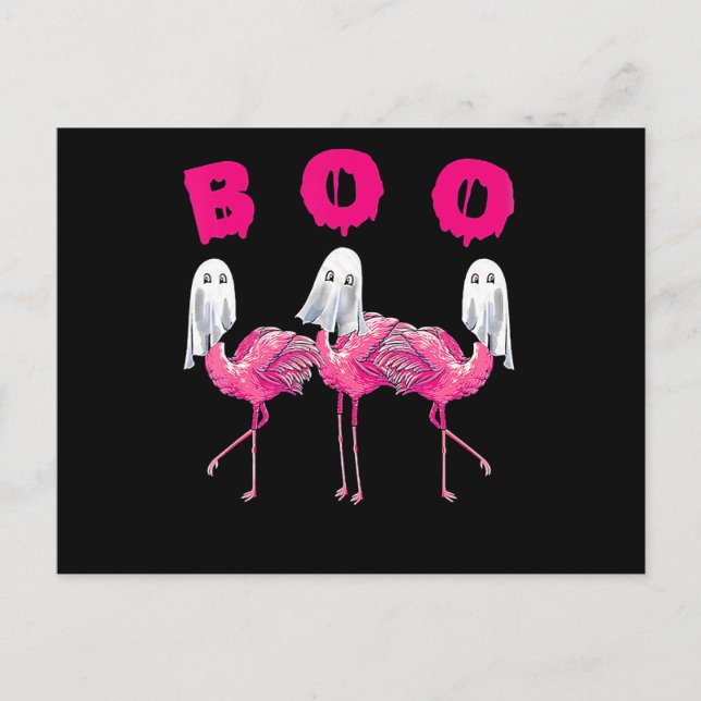 Carte Postale Faire-part Flamant rose | Flamant rose Boo Halloween Flamant  (Devant)