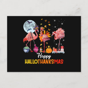 Carte Postale Faire-part Flamant rose  Flamant rose Halloween Et Joyeux Noë