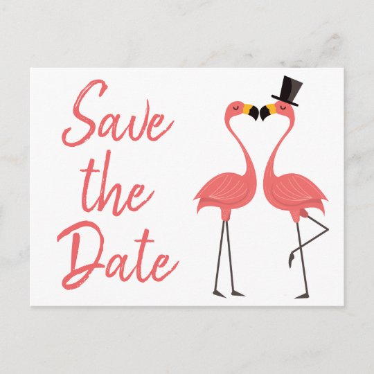 Carte Postale Faire Part Flamant Rose Rose Enregistrer La Date Fiancailles Zazzle Fr