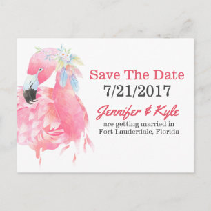 Carte Postale Faire-part Flamant rose rose Mariage Enregistrer La Date Cart