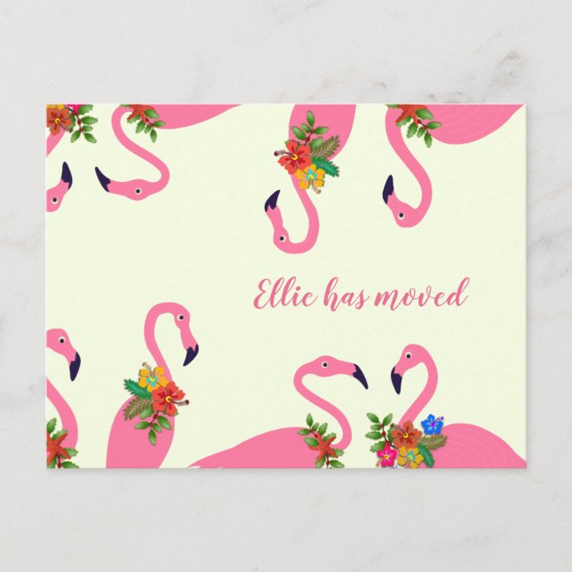 Carte Postale Faire-part Flamants Roses Nouvelle Adresse (Devant)