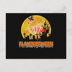 Carte Postale Faire-part Flamingo   Flamingoween Funny Witch Halloween