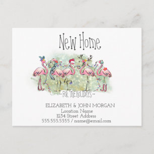 Carte Postale Faire-part Flamingos Roses Mignons Famille Chapeau de Père No