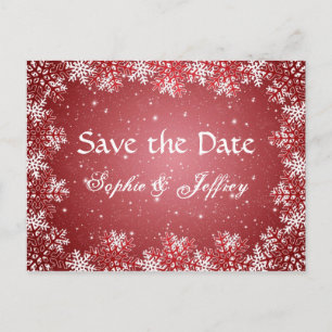 Carte Postale Faire-part Flammes de neige au mariage rouge Enregistrer la d