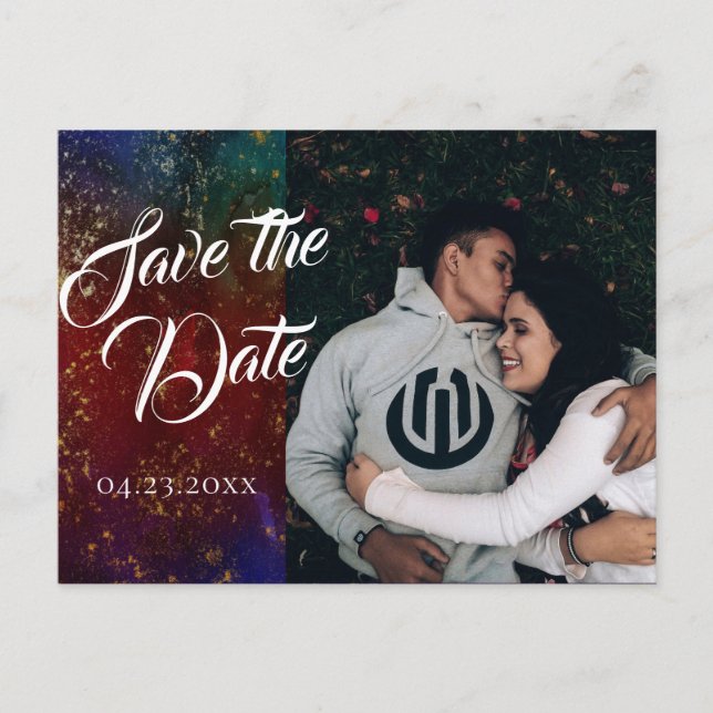 Carte Postale Faire-part Flammes vibrantes | Dark Jewel Tone Mariage photo  (Devant)