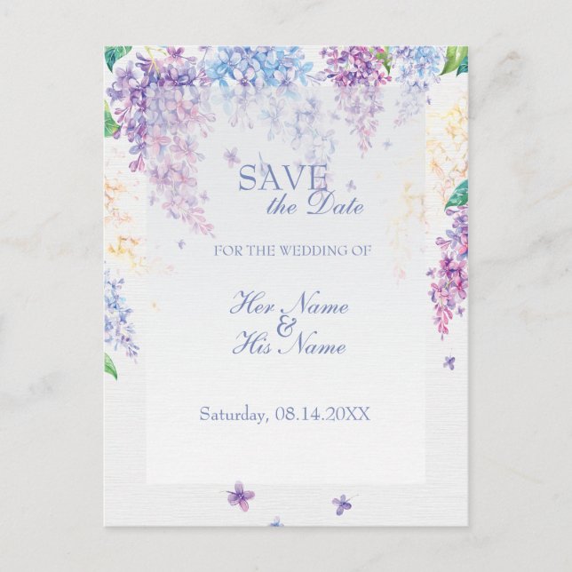 Carte Postale Faire-part Fleur de lilas de printemps Mariage floral Sauvega (Devant)