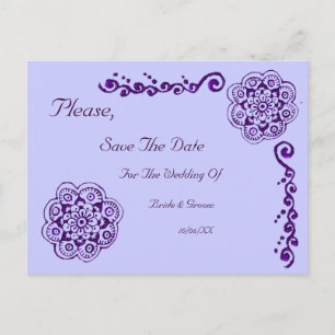 Carte Postale Faire-part Fleur de Lotus (Henné) (Violet)