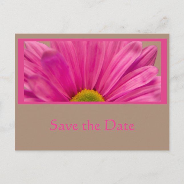 Carte Postale Faire-part Fleur de marguerite rose Enregistrer la date Annon (Devant)