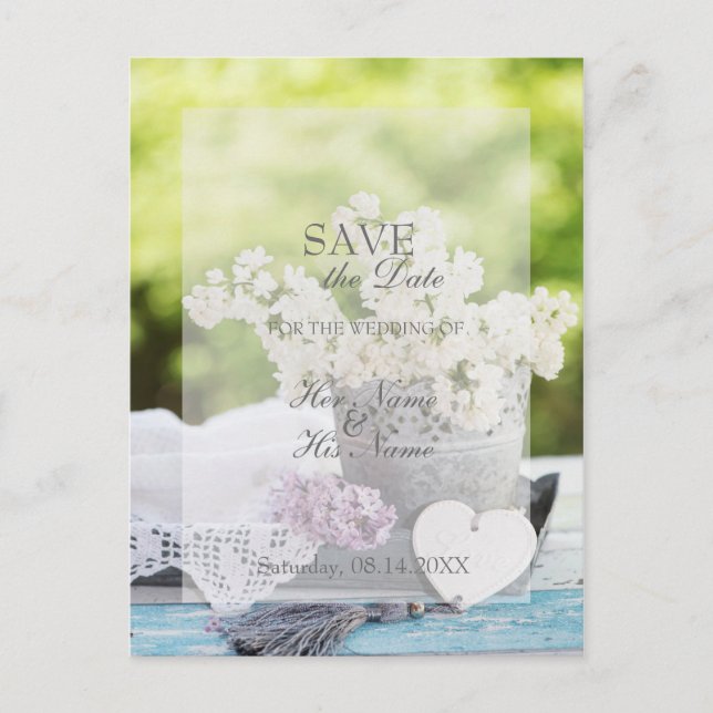 Carte Postale Faire-part Fleur de printemps romantique Floral Lilac SAUVER  (Devant)
