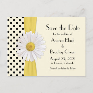 Carte Postale Faire-part Fleur Marguerite Shasta Polka Dot Mariage Épargnez