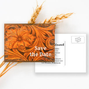 Carte Postale Faire-part Fleur rustique Enregistrer la date Western Country