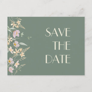 Carte Postale Faire-part Fleur sauvage Sage Deco Mariage Enregistrer la dat
