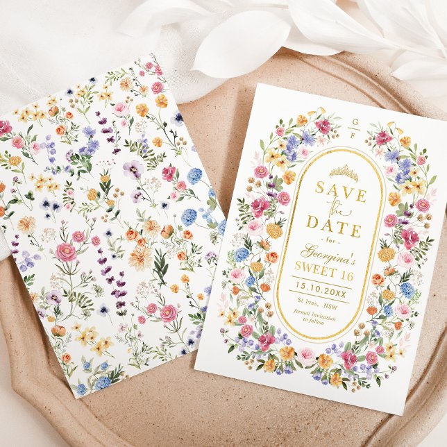 Carte Postale Faire-part Fleur sauvage Sweet 16 Quinceanera Enregistrer la  (Créateur téléchargé)