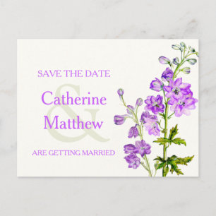 Carte Postale Faire-part Fleur violette de Delphinium art enregistrer la ca