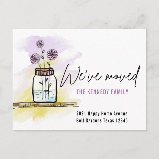 Carte Postale Faire-part  Fleurs d'aquarelle mignonnes Nous avons déplacé u (Devant)