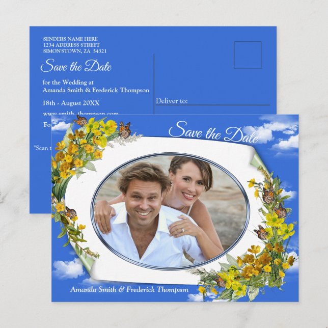 Carte Postale Faire-part Fleurs de Bouton d'Or de Printemps (Devant / Derrière)