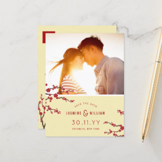 Carte Postale Faire-part Fleurs de cerisier rouges Sakura Photo Enregistrez