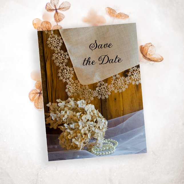 Carte Postale Faire-part Fleurs de dentelle de pays Mariage d'étable Enregi (Créateur téléchargé)