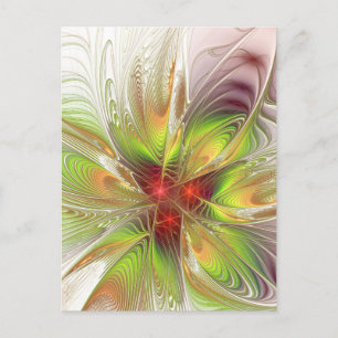 Carte Postale Faire-part Fleurs de fantaisie fractale douces et tendres