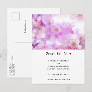 Carte Postale Faire-part Fleurs de fleurs de cerisier rose