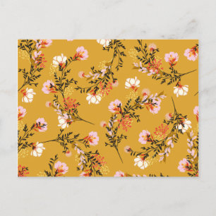 Carte Postale Faire-part Fleurs de fond jaune