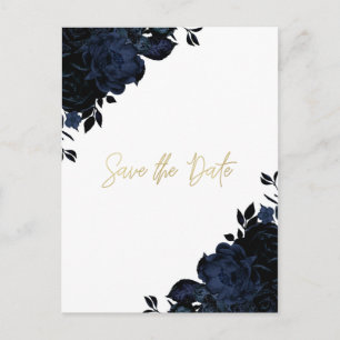 Carte Postale Faire-part Fleurs de gothique marine bleu foncé Enregistrer l