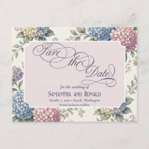 Carte Postale Faire-part Fleurs de Hortensia délicates Mariage