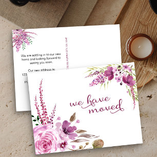 Carte Postale Faire-part Fleurs de Lavande et Lilas Nous Avons Déménagé